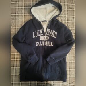 Lucky Brand Navy Hoodie with Sherpa Lining